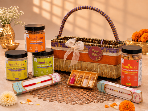 Munchika Premium Rakhi Gift Hamper for Brother | Designer Basket  | Raksha Bandhan Gift Box