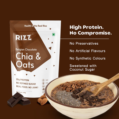 Belgian Chocolate Chia and Oats (Sweetened with Coconut Sugar)