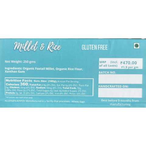 Donna Pastaia Fusilli - Millet and Rice Gluten Free (Eggless) 250 grams