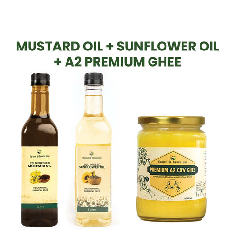 Mustard Oil, Sunflower oil & A2 premium Ghee