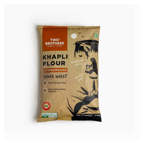 Khapli Wheat Flour (2kg) | India's Only Certified Glyphosate Free Atta | Low-Gluten Wheat Flour