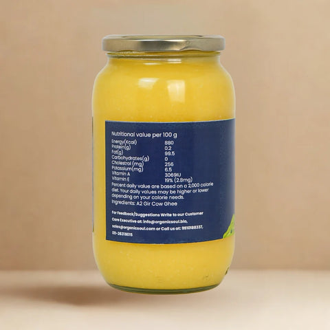 Organic Soul Organic A2 Gir Cow Ghee – Bilona Method | 1 Litre