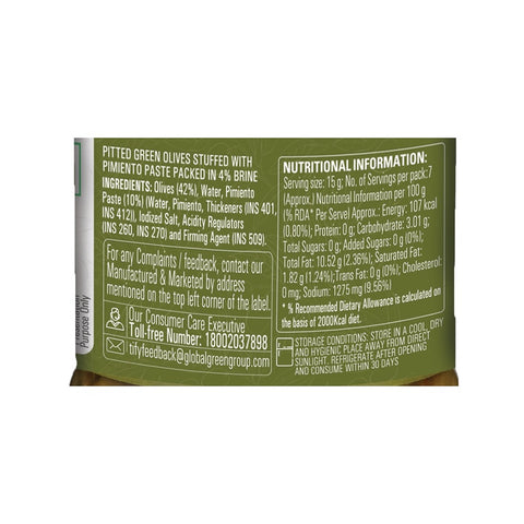 Tify Pitted Green Olives 210g