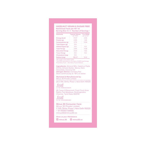 Minus30 Hazelnut Mini Stick Vegan & Sugar Free 40ml