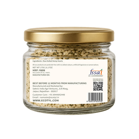 Ecotyl Hemp Hearts | Rich in Omega-3 & Protein | 175g