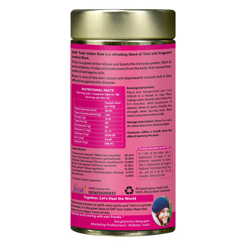 Organic Wellness Tulsi Indian Rose (Tin) 100 grams