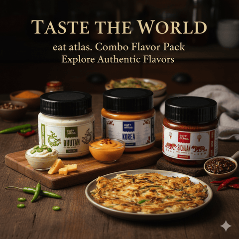 Eat Atlas Gourmet 3 Dips Combo – Bhutan Ema Datshi, Korea Gochujang, Sichaun Black Bean (100 gms each)