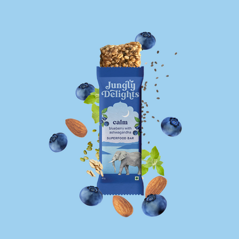 Jungly Delights Calm blueberry with ashwagandha single bar 38g