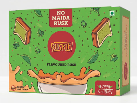 RUSKLE No Maida Green Chutney Flavoured Rusk