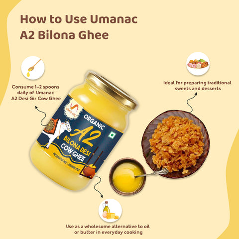 Umanac Organic A2 Bilona Cow Ghee 500ml