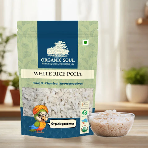 Organic Soul Organic White Rice Poha – Unpolished | 500 g