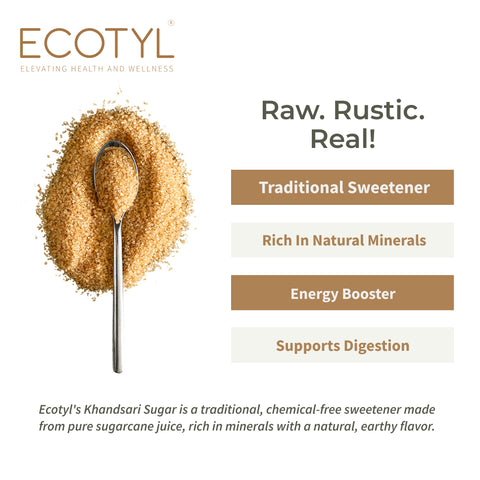 Ecotyl Khandsari Sugar | Unrefined Natural Sweetener | Rich in Malth | 200g