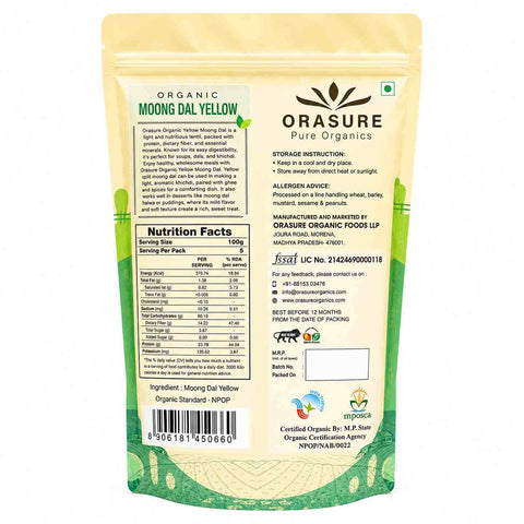 Orasure Organics Moong Dal Split (Yellow)