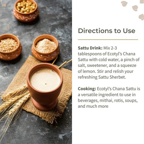 Ecotyl Chana Sattu | Roasted Gram Flour | Plant Based Protein | 400g
