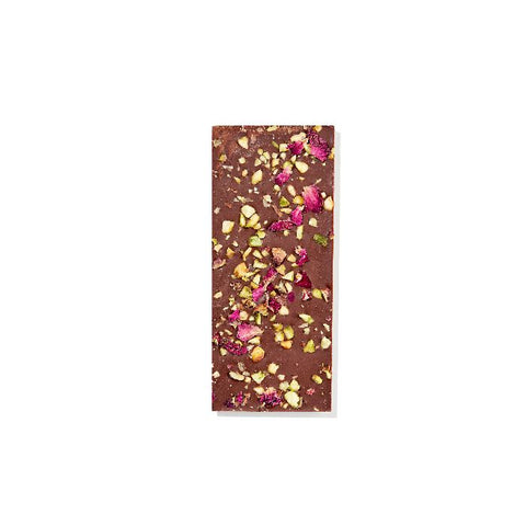 A Rose In Pistachio Skies - 55% Dark Rose Pistachio Chocolate Net Weight: 55gms
