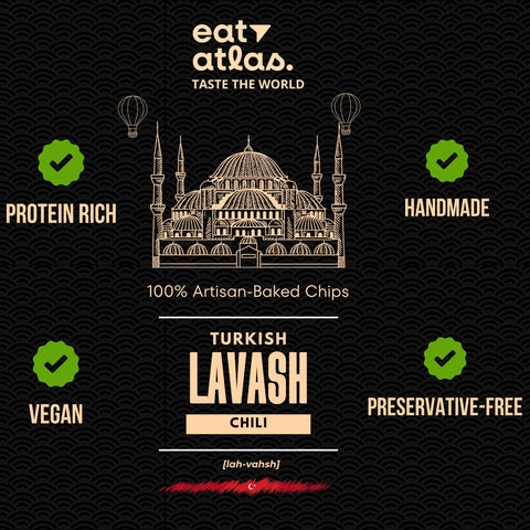 Eat Atlas Five Seeds Whole Wheat Lavash Chips | Ultra-Crispy, Olive Oil, Baked, Just Add Dip (85g)