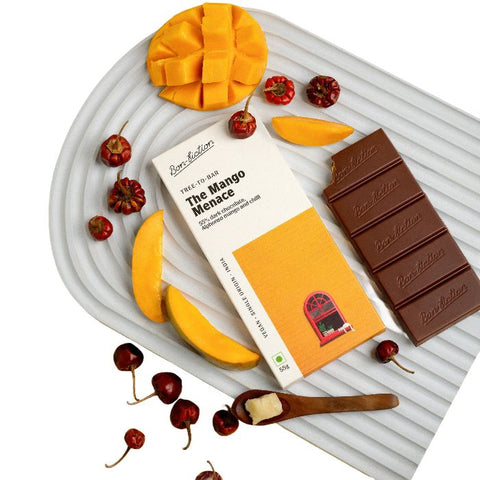 The Mango Menace - 55% Dark Alphonso Mango Chilli Chocolate Net Weight: 55gms