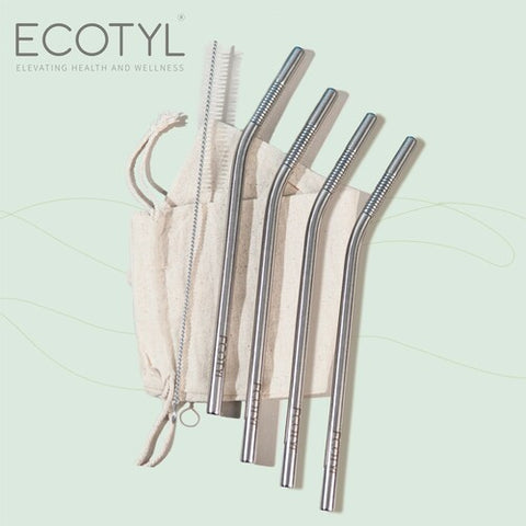 Ecotyl Stainless Steel Straw Bent with Cleaning Brush