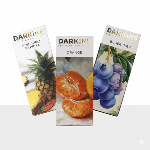 Darkins Bundle Of 3 (Vegan Mylk Pineapple paprika + 63% Dark Orange + 70% Dark Blueberry)