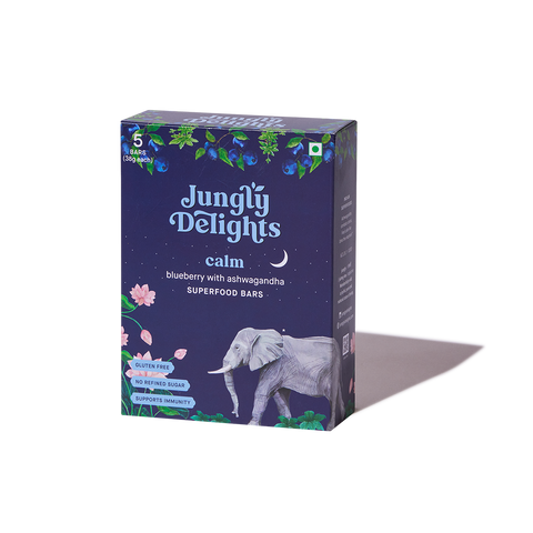 Jungly Delights Calm blueberry with ashwagandha box of 5 bars 190g