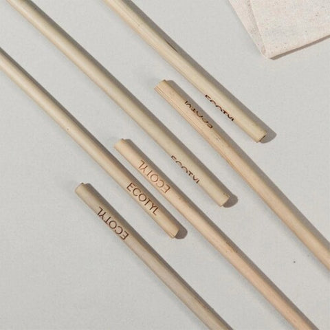 Bamboo Straws with Cleaning Brush  Set of 6