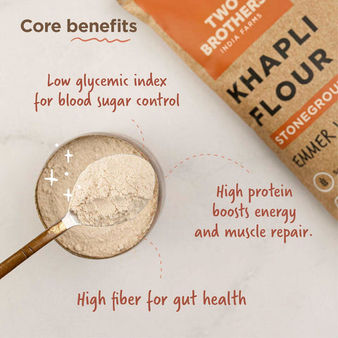 Khapli Wheat Flour (2kg) | India's Only Certified Glyphosate Free Atta | Low-Gluten Wheat Flour