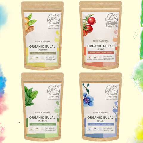 Organic Herbal Gulal | Floral Color & Skin Friendly | Set of 4 Colors (100g Each)
