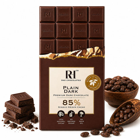 RAS CHOCOLATES 85% Plain Dark 80grams