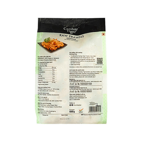 Cambay Tiger Prawns - DVC Medium 600g