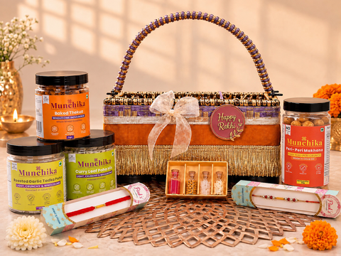 Munchika Premium Rakhi Gift Hamper for Brother | Designer Basket  | Raksha Bandhan Gift Box