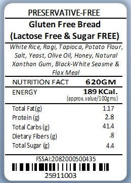 Bread Loaf - Gluten Free,Sugar-Free & Lactose-Free- Plain