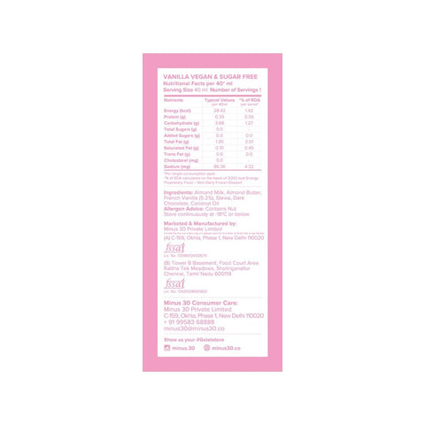 Minus30 Vanilla Mini Stick Vegan & Sugar Free 40ml