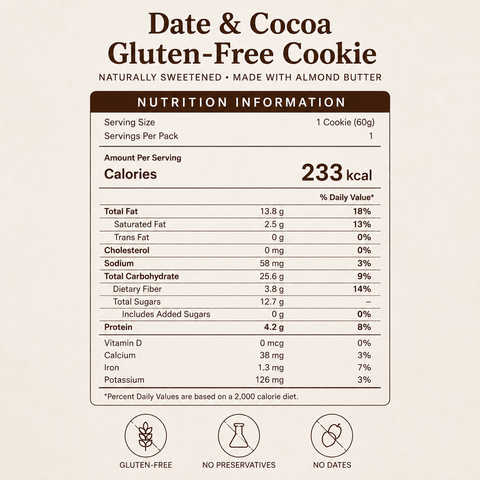 Dates & Cocoa Brownie Cookie (Gluten Free)
