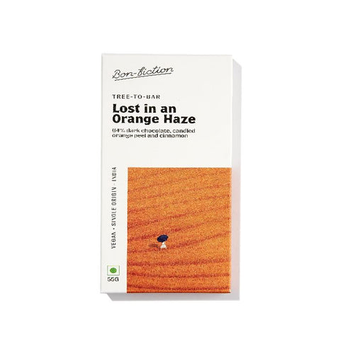 Lost In An Orange Haze - 64% Dark Orange Cinnamon Chocolate Net Weight: 55gms