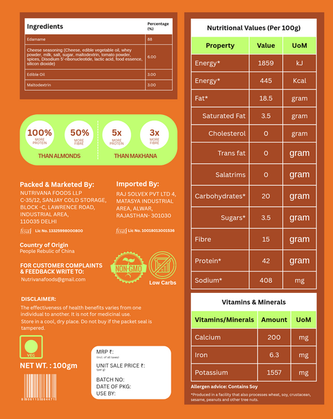 EDAMORA Roasted Edamame - Cheese Nachos 100grams