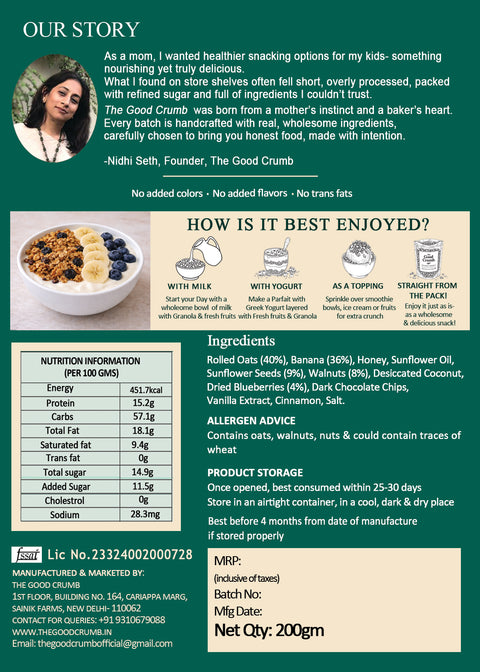 Banana Blueberry Walnut Granola I Gluten-free I No refined sugar
