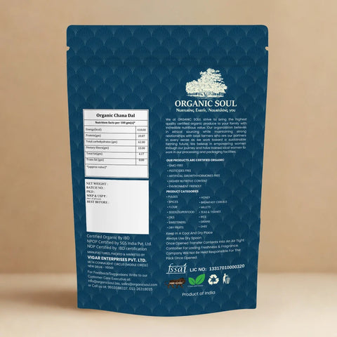 Organic Soul Organic Chana Dal – Unpolished | 500 g