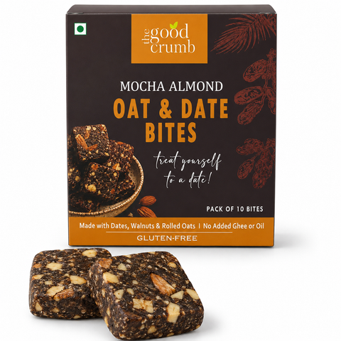 Mocha Almond Oat & Date Bites I Gluten-free I Box of 10 Bites I No Ghee or Oil I 9g Protein