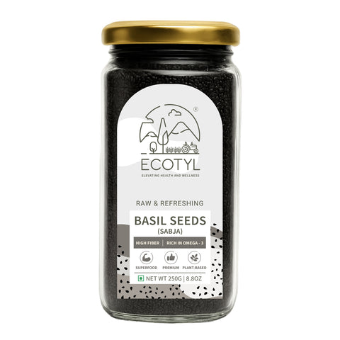 Ecotyl Basil Seeds | Sabja Seeds | Rich in Omega-3 & Fibre | Det200g