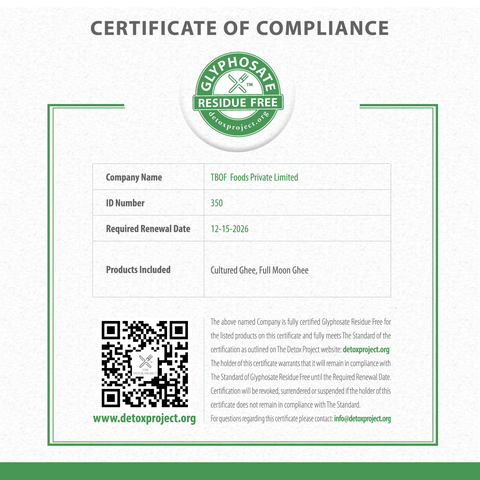 A2 Cow Ghee 500 ml |  India's Only Certified Glyphosate Free A2 Cow Ghee
