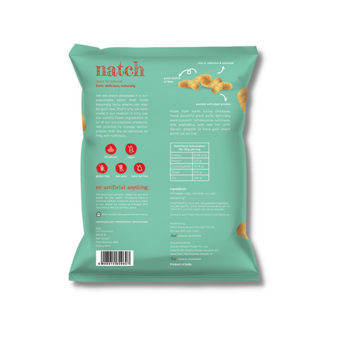Natch Chickpea puffs - hot chilli 20grams each (Bundle Pack of 6)