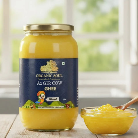 Organic Soul Organic A2 Gir Cow Ghee – Bilona Method | 1 Litre