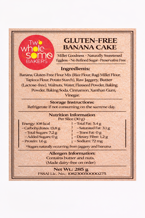 Gluten Free Banana Jaggery Walnut Tea Cake  (Pack of 1)