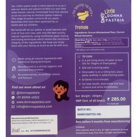 Donna Pastaia Little Trottole 'The Spin-top' | Wholewheat & Semolina Pasta 200 grams