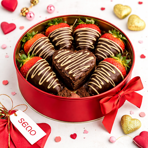 Valentine Gifting Combo – Fresh Strawberry & Melted Choco Brownie