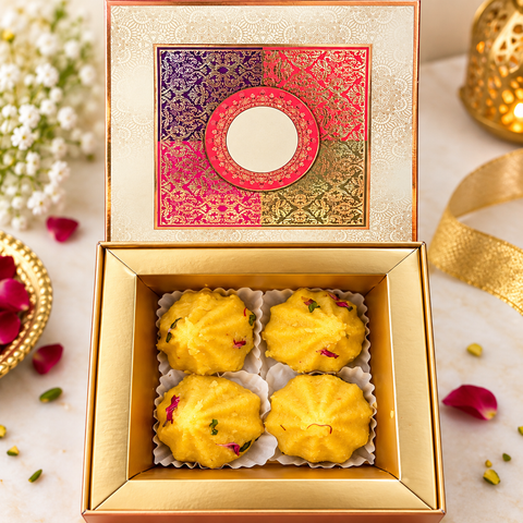 Kesar Modak 4Pcs Box (Delivered Separately Next Day)