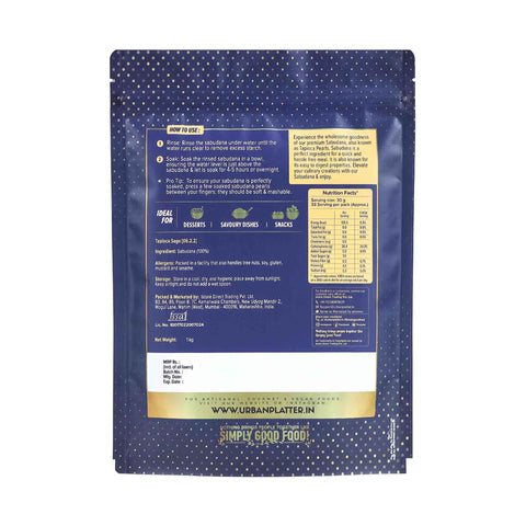 Urban Platter Tapioca Pearls (Sabudana/Sago), 1kg (Premium Sabudana | Perfect for Khichdi, Vadas, Kheer & Fasting Recipes)