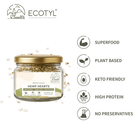 Ecotyl Hemp Hearts | Rich in Omega-3 & Protein | 175g
