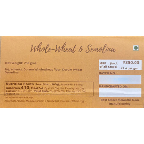 Donna Pastaia Fusilli - Whole Wheat & Semolina (Eggless) 250 grams