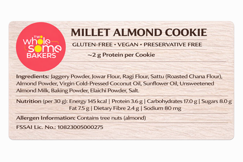 Gluten Free - Millet & Almond Jaggery Cookie  ( Vegan)